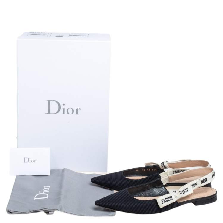 Pre Owned Dior Black Canvas J'adior Slingback Flats Size 36.5