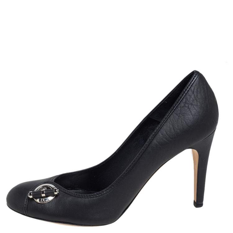 Pre Owned Dior Black Leather Slip On Pumps Size 37