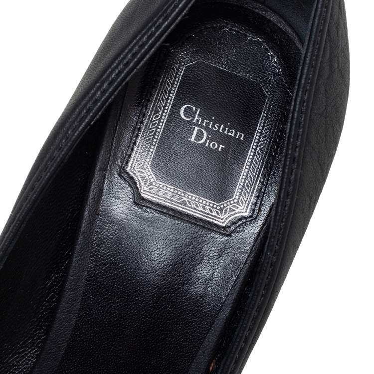 Pre Owned Dior Black Leather Slip On Pumps Size 37