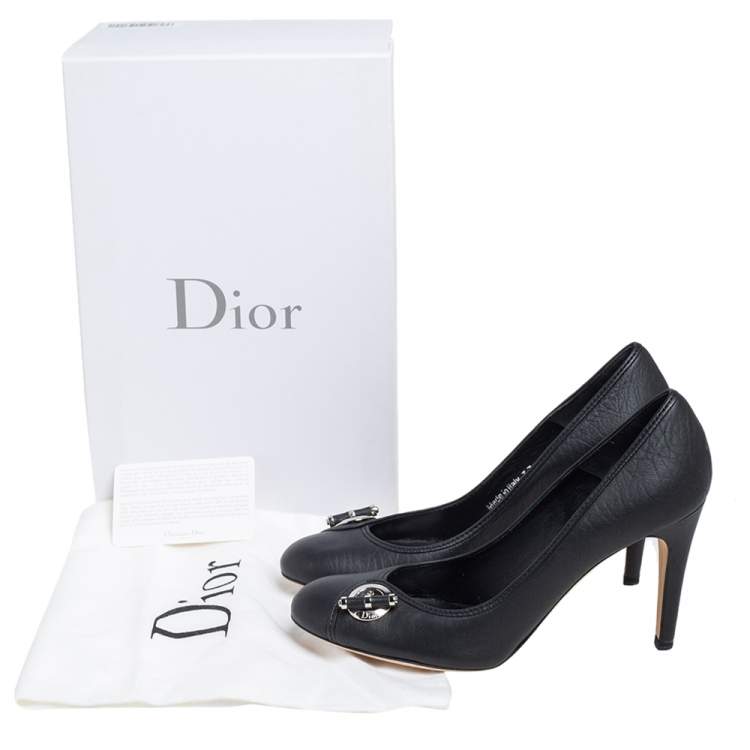 Pre Owned Dior Black Leather Slip On Pumps Size 37