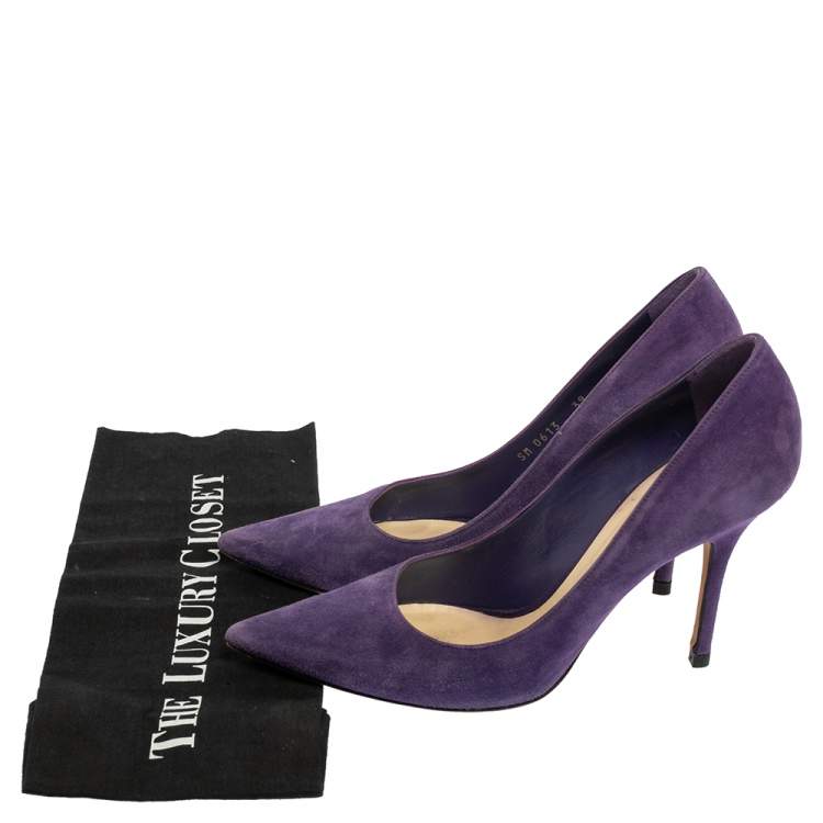 Pre Owned Dior Purple Suede Pointed Toe Pumps Size 39