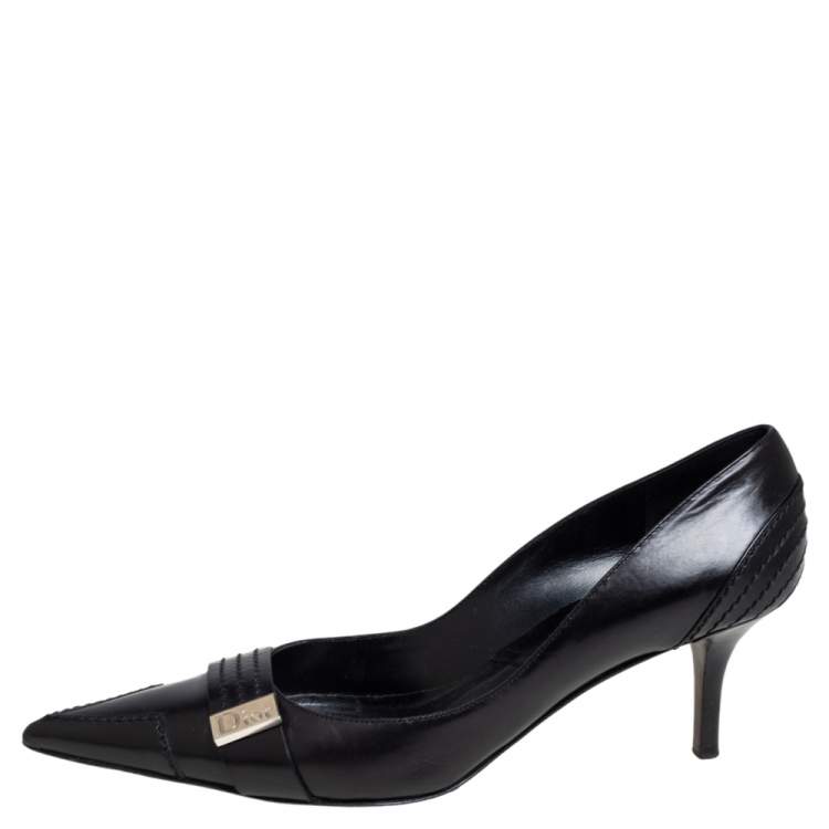 Pre Owned Dior Black Leather Pointed Toe D-orsay Pumps Size 40.5