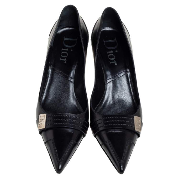 Pre Owned Dior Black Leather Pointed Toe D-orsay Pumps Size 40.5
