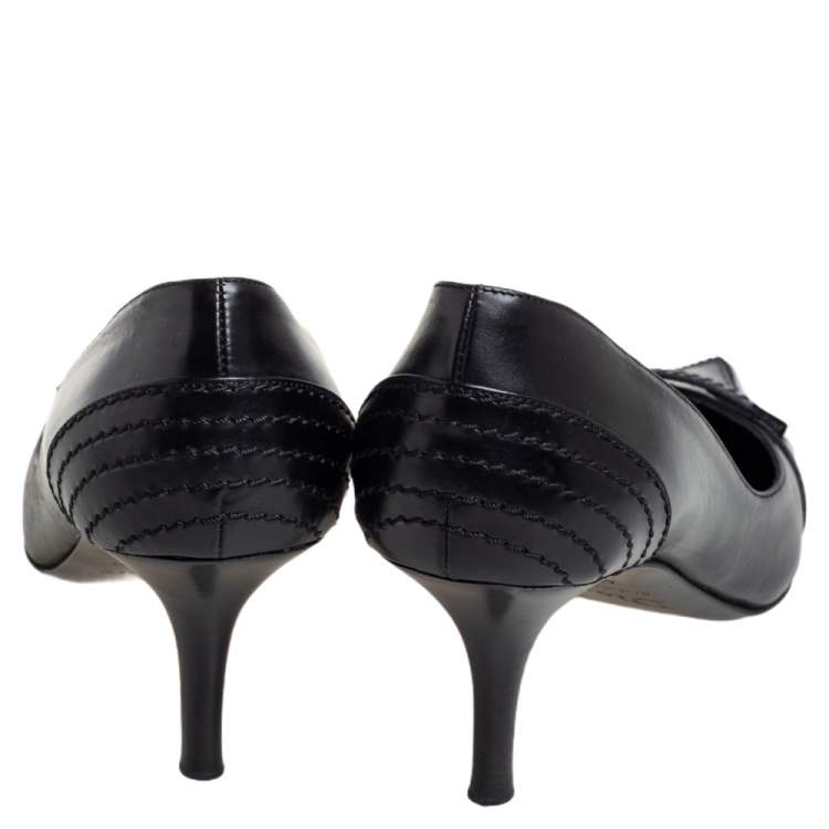 Pre Owned Dior Black Leather Pointed Toe D-orsay Pumps Size 40.5