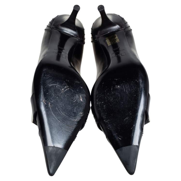 Pre Owned Dior Black Leather Pointed Toe D-orsay Pumps Size 40.5