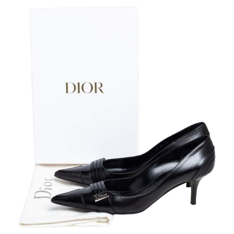 Pre Owned Dior Black Leather Pointed Toe D-orsay Pumps Size 40.5