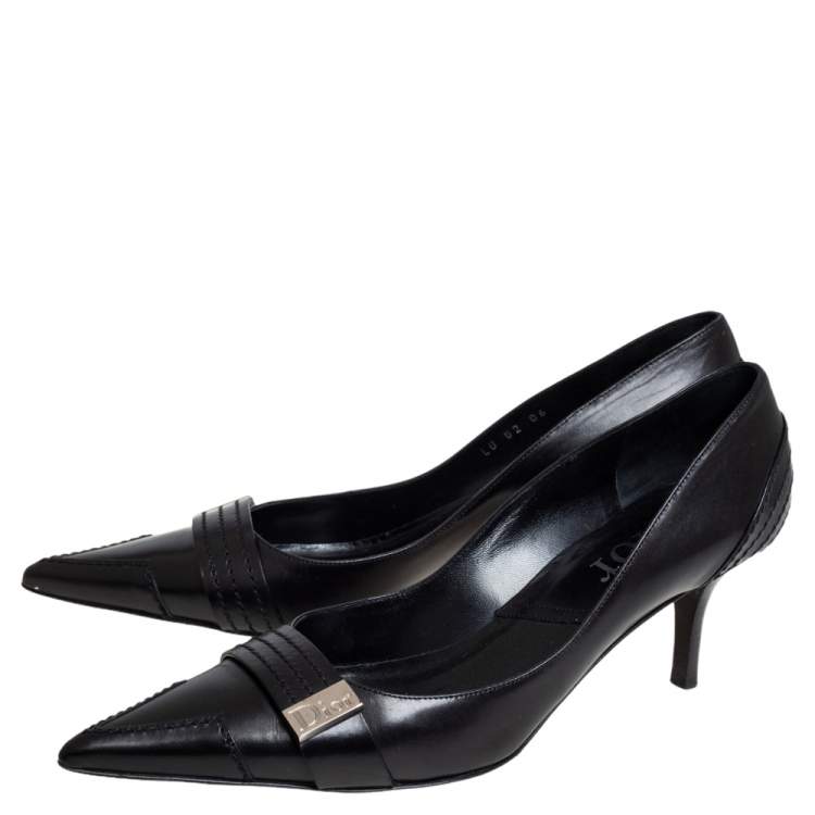 Pre Owned Dior Black Leather Pointed Toe D-orsay Pumps Size 40.5