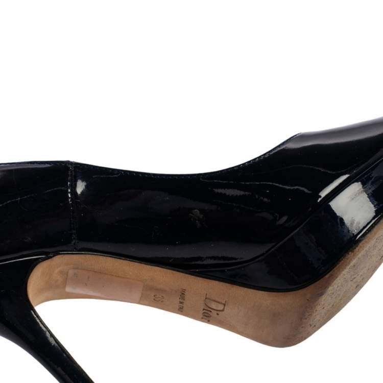 مملوكة مسبقًا Dior Purple Patent Leather Miss Dior Peep Toe Pumps Size 36