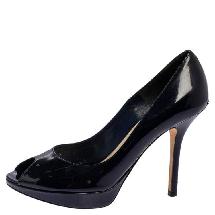 مملوكة مسبقًا Dior Purple Patent Leather Miss Dior Peep Toe Pumps Size 36