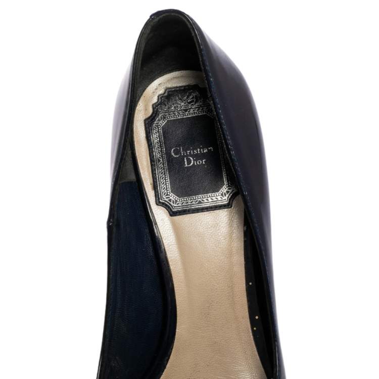 مملوكة مسبقًا Dior Purple Patent Leather Miss Dior Peep Toe Pumps Size 36