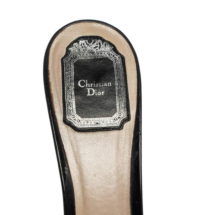 Pre Owned Dior Black Patent Leather Strappy Slide Sandals Size 41