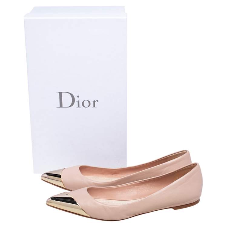 Pre Owned Dior Beige Leather Metal Point Ballet Flats Size 40