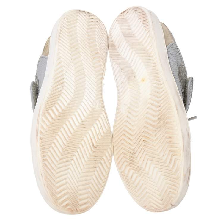 Pre Owned Dior Beige/Grey Mesh And Patent Leather Low Top Sneakers Size 34