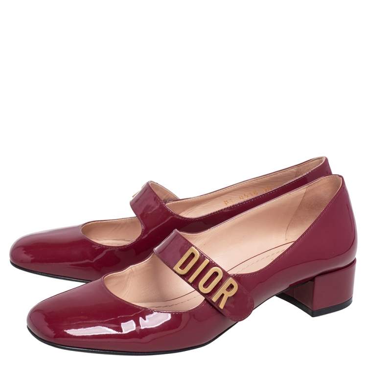 Pre Owned Dior Burgundy Patent Leather Baby-D Mary Jane Pumps Size 38