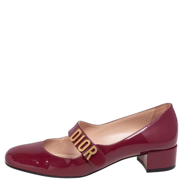 Pre Owned Dior Burgundy Patent Leather Baby-D Mary Jane Pumps Size 38