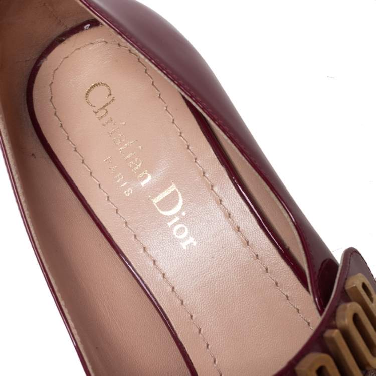 Pre Owned Dior Burgundy Patent Leather Baby-D Mary Jane Pumps Size 38