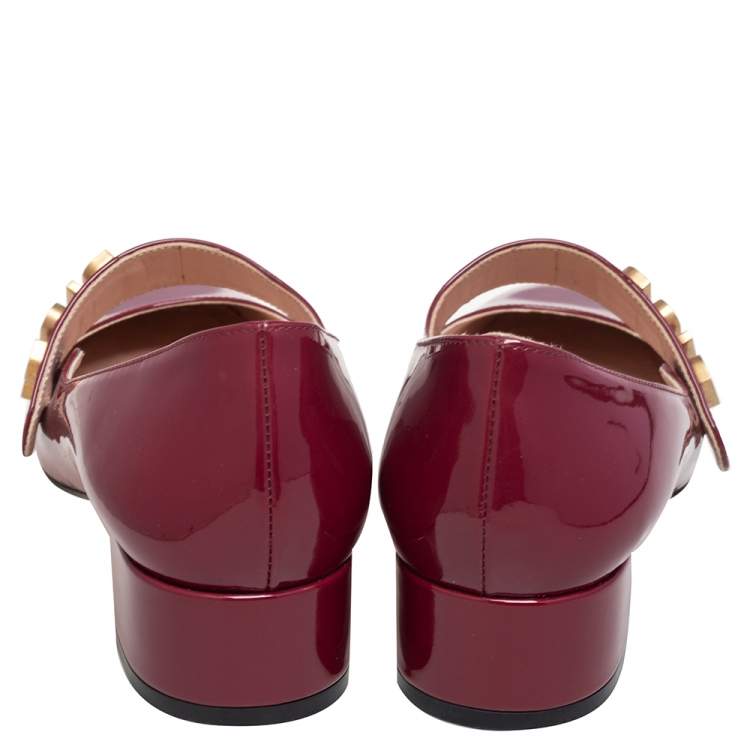 Pre Owned Dior Burgundy Patent Leather Baby-D Mary Jane Pumps Size 38