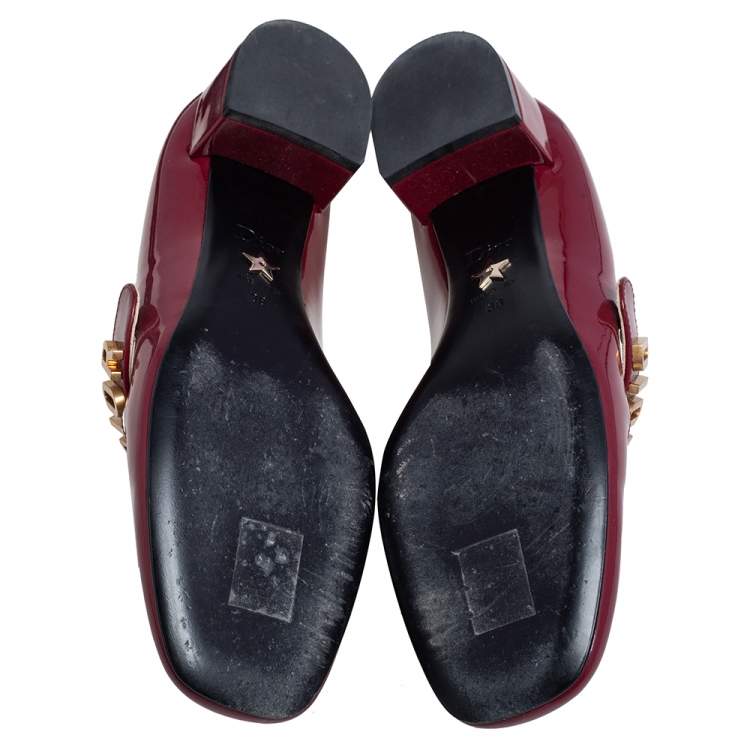 Pre Owned Dior Burgundy Patent Leather Baby-D Mary Jane Pumps Size 38