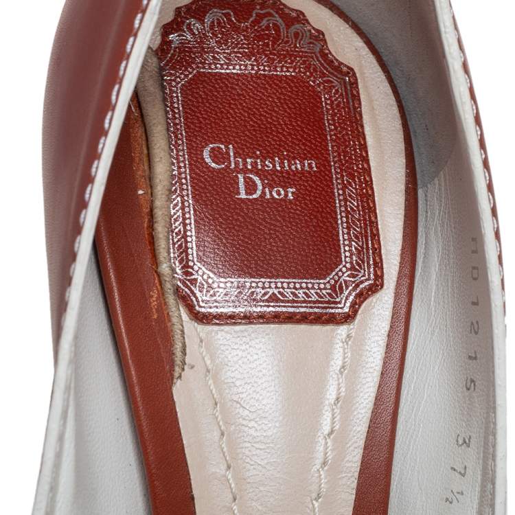 Pre Owned Dior Brown Leather Criss Cross Cannage Heel Peep Toe Pumps Size 37.5