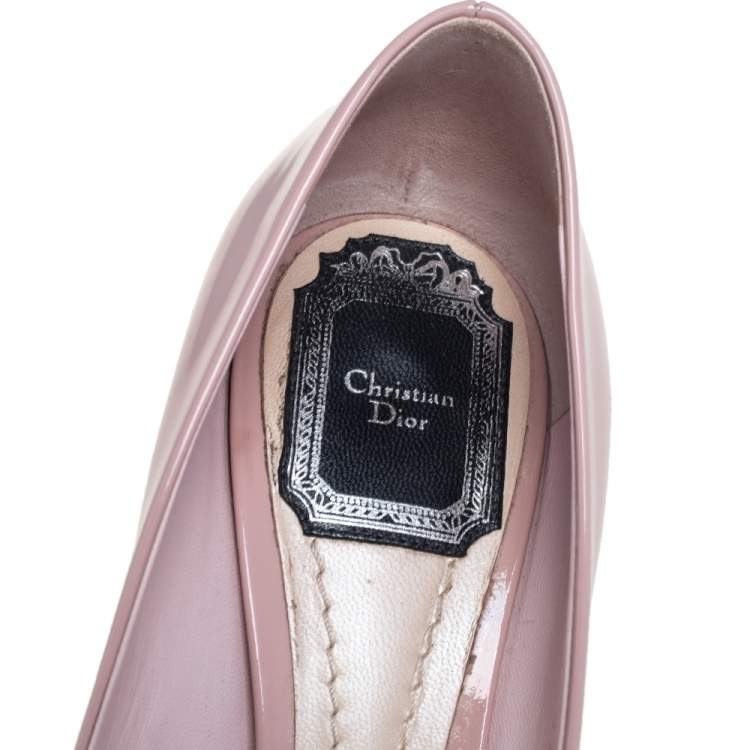 Pre Owned Dior Pink Patent Leather And Python Embossed Logo Pointed Toe Pumps Size 37