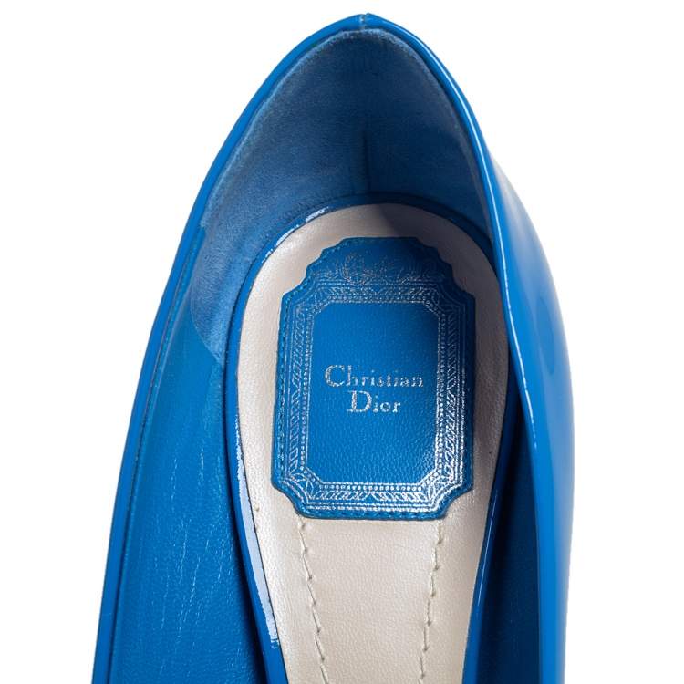 Pre Owned Dior Blue Patent Leather Dioressence Pointed Toe Pumps Size 39.5