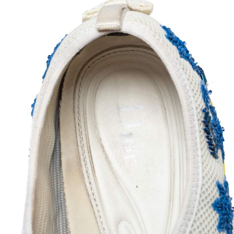 Pre Owned Dior White Mesh Fusion Embellished Slip On Sneakers Size 41