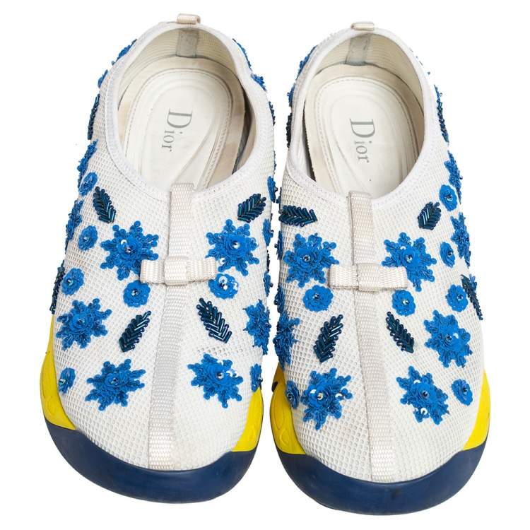 Pre Owned Dior White Mesh Fusion Embellished Slip On Sneakers Size 41