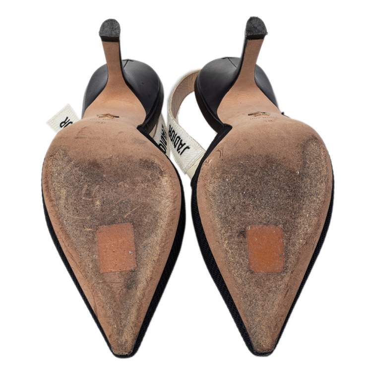 Pre Owned Dior Black Canvas J'Adior Slingback Sandals Size 38