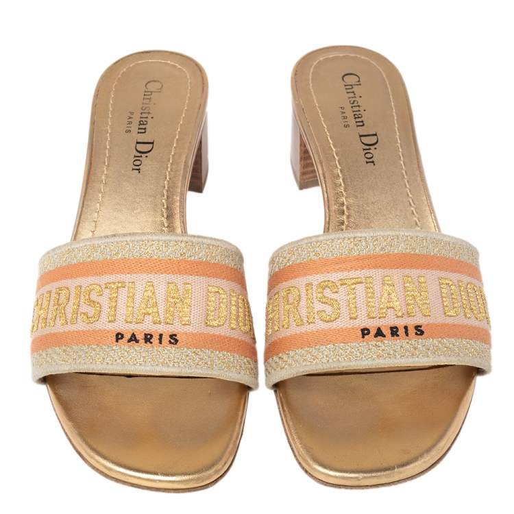 Pre Owned Dior Multicolor Cotton Blend Dway Slide Sandals Size 38.5