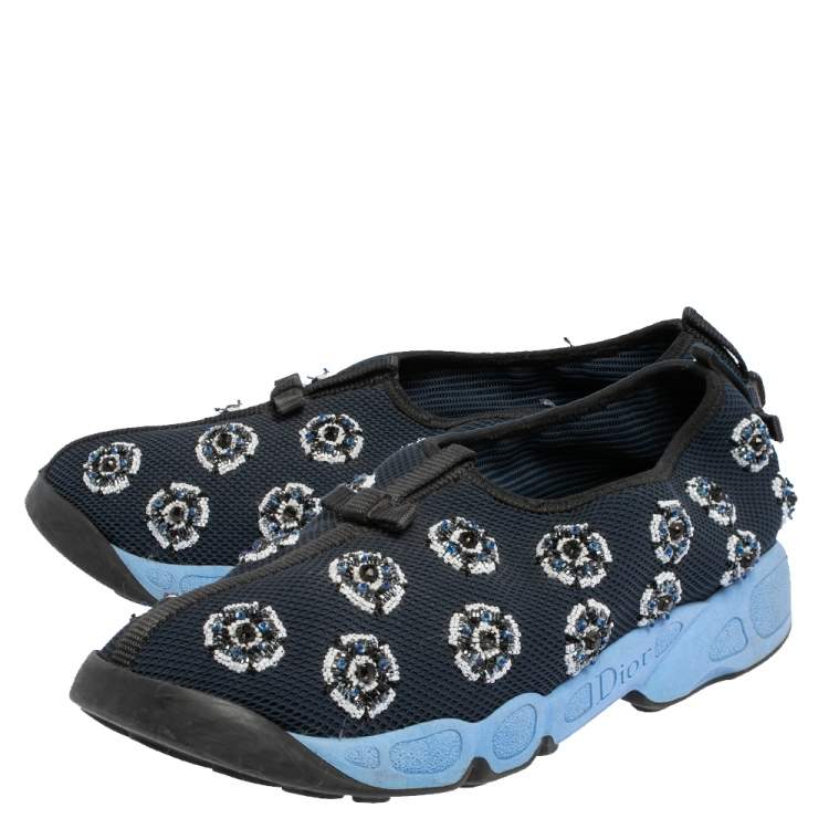 Pre Owned Dior Blue Mesh Fusion Embellished Sneakers Size 41