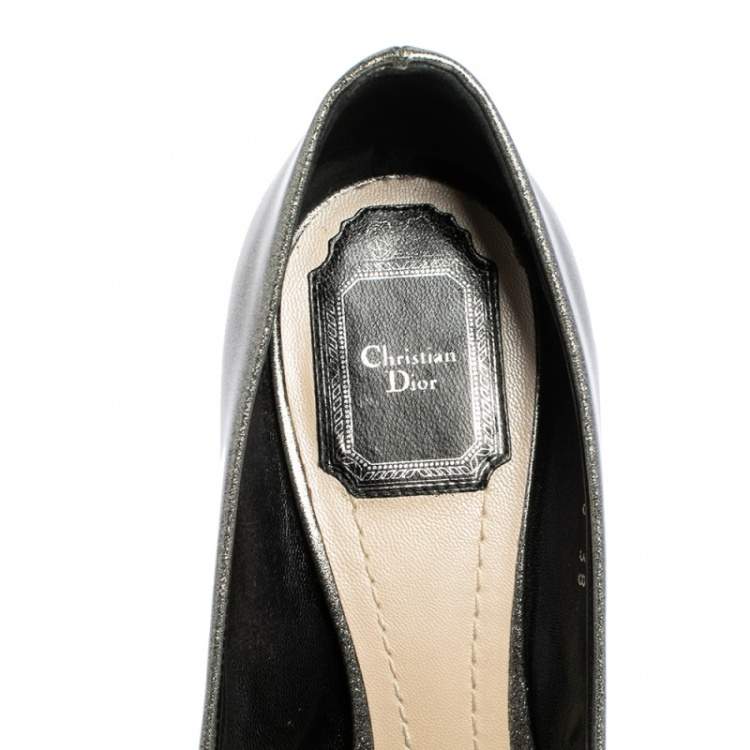 Pre Owned Dior Silver Patent Leather Cherie Pointed Toe Pumps Size 38
