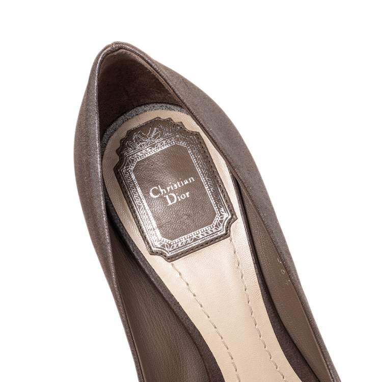 Pre Owned Dior Metallic Brown Nubuck Leather Cherie Pointed Toe Pumps Size 36.5