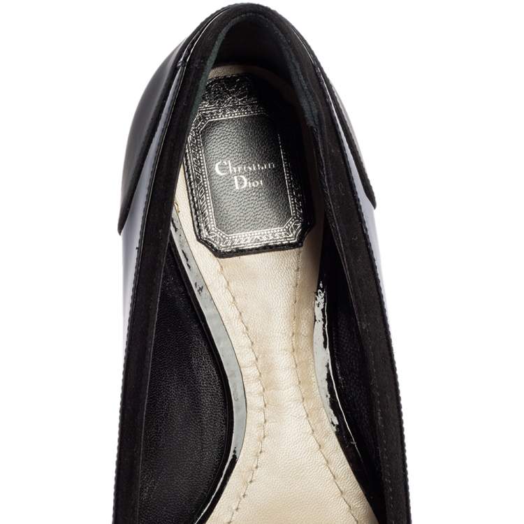 Pre Owned Dior Black Patent And Leather Ballet Flats Size 39