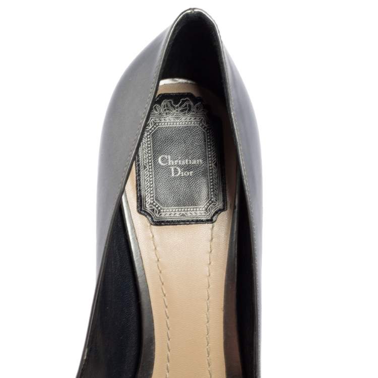 Pre Owned Dior Grey/Blue Cannage Leather Pointed Toe Pumps Size 38