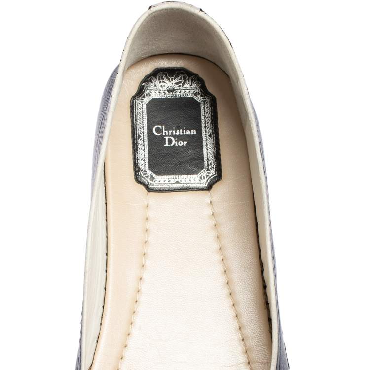 Pre Owned Dior Black Laser Cut Floral Embellished Leather Flore Espadrilles Size 38.5