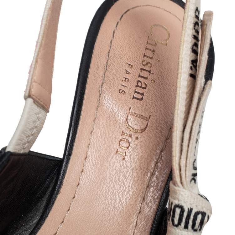 Pre Owned Dior Black Leather J'Adior Pointed Toe Slingback Sandals Size 36.5