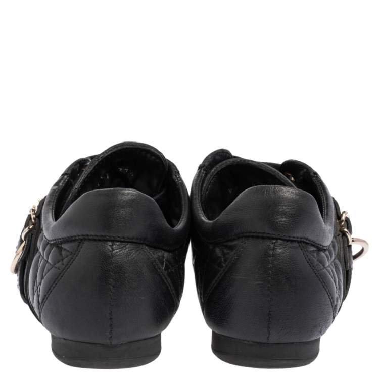 Pre Owned Dior Black Cannage Leather Low Top Sneakers Size 37.5