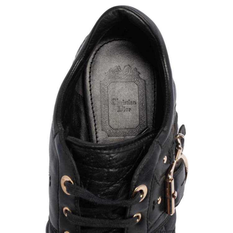 Pre Owned Dior Black Cannage Leather Low Top Sneakers Size 37.5