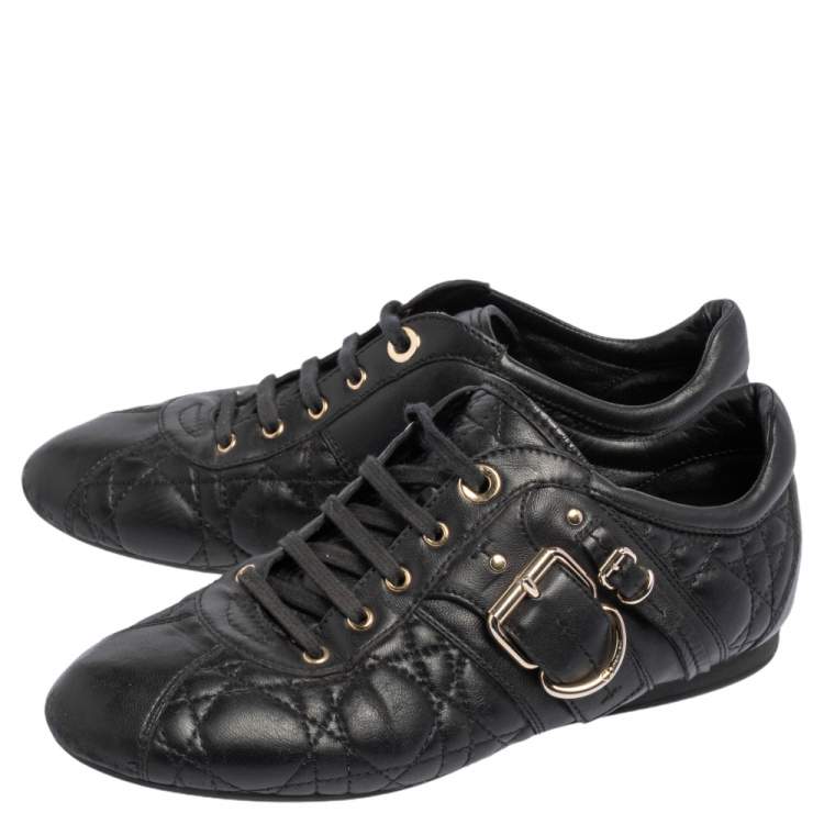 Pre Owned Dior Black Cannage Leather Low Top Sneakers Size 37.5