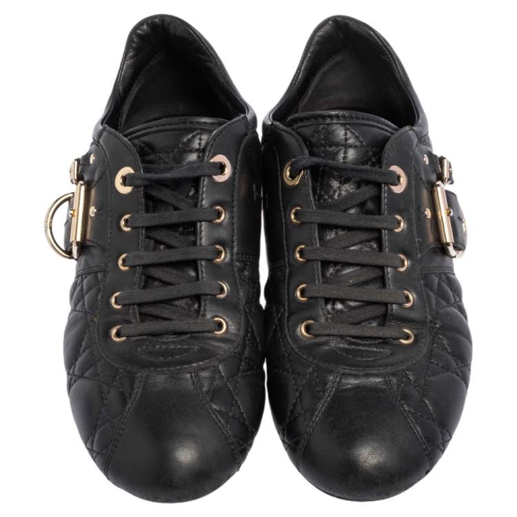 Pre Owned Dior Black Cannage Leather Low Top Sneakers Size 37.5