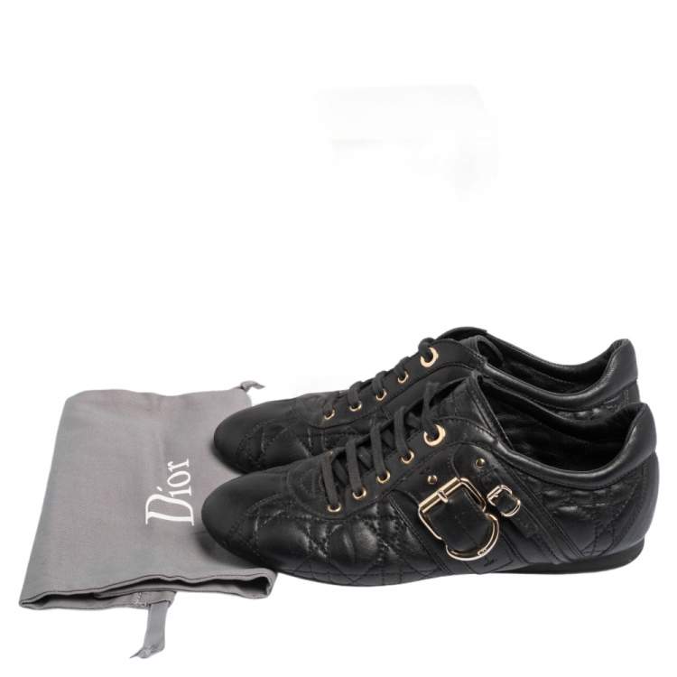 Pre Owned Dior Black Cannage Leather Low Top Sneakers Size 37.5