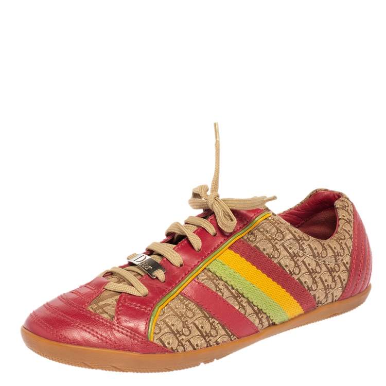 مملوكة مسبقًا Dior Multicolor Diorissimo Canvas and Leather Rasta Sneakers Size 39