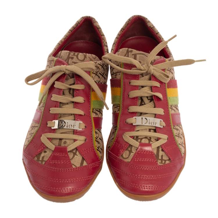 مملوكة مسبقًا Dior Multicolor Diorissimo Canvas and Leather Rasta Sneakers Size 39