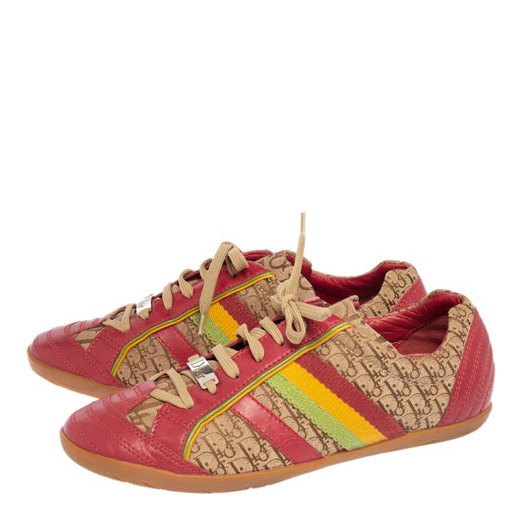 مملوكة مسبقًا Dior Multicolor Diorissimo Canvas and Leather Rasta Sneakers Size 39