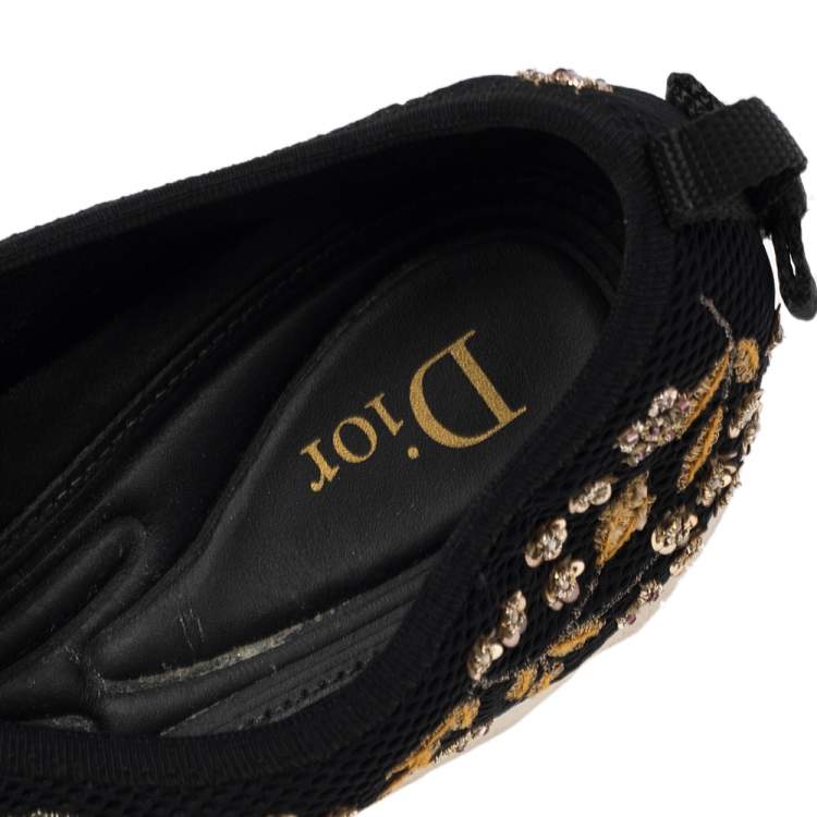 Pre Owned Dior Black Mesh Sequin Embellished Fusion Sneakers Size 40