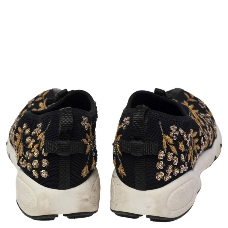 Pre Owned Dior Black Mesh Sequin Embellished Fusion Sneakers Size 40