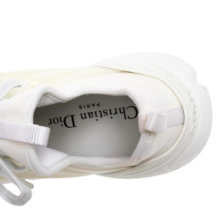 Pre Owned Dior White Leather and Rubber D-Connect Sneakers Size 36