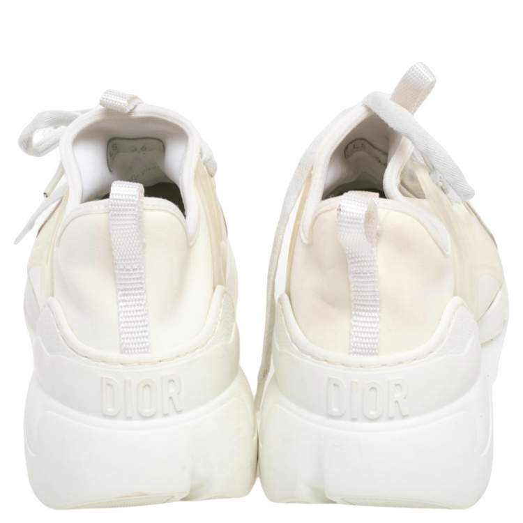 Pre Owned Dior White Leather and Rubber D-Connect Sneakers Size 36