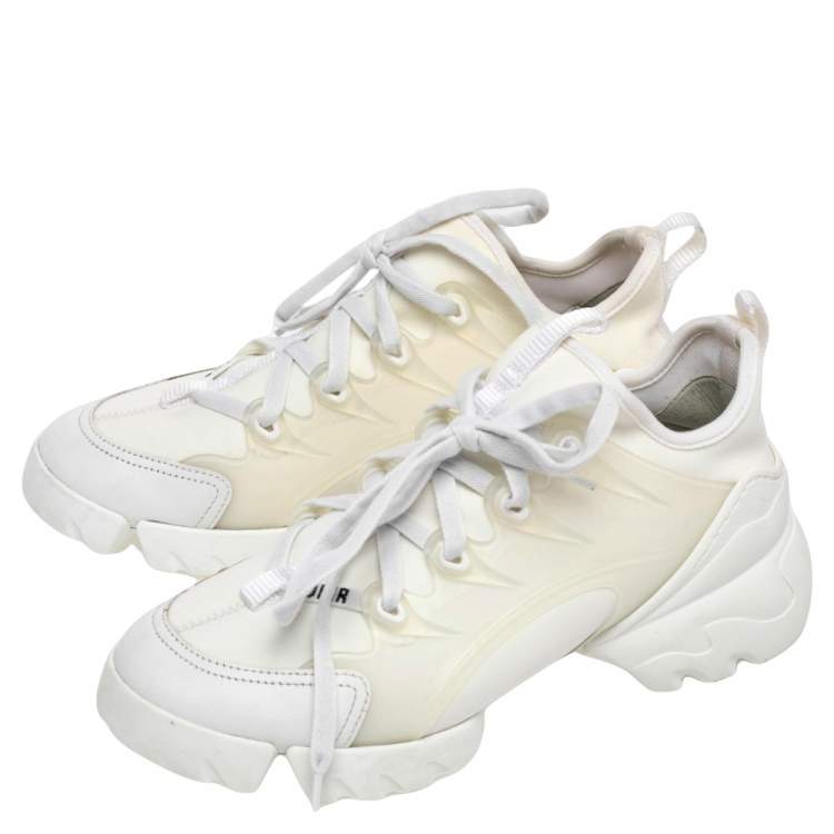 Pre Owned Dior White Leather and Rubber D-Connect Sneakers Size 36