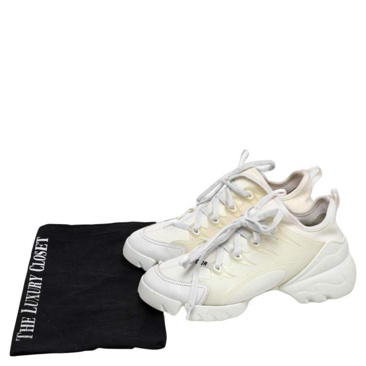 Pre Owned Dior White Leather and Rubber D-Connect Sneakers Size 36